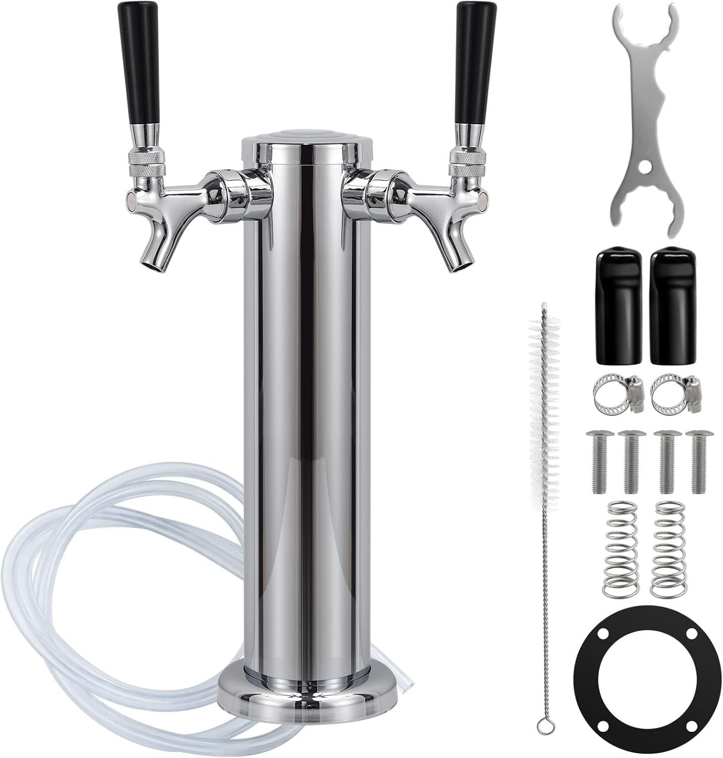 Stainless Steel Double Tap Beer Dispenser - Perfect for Home and Commercial Use