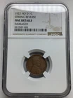 1922 No D Lincoln Cent Strong Reverse NGC Fine Details