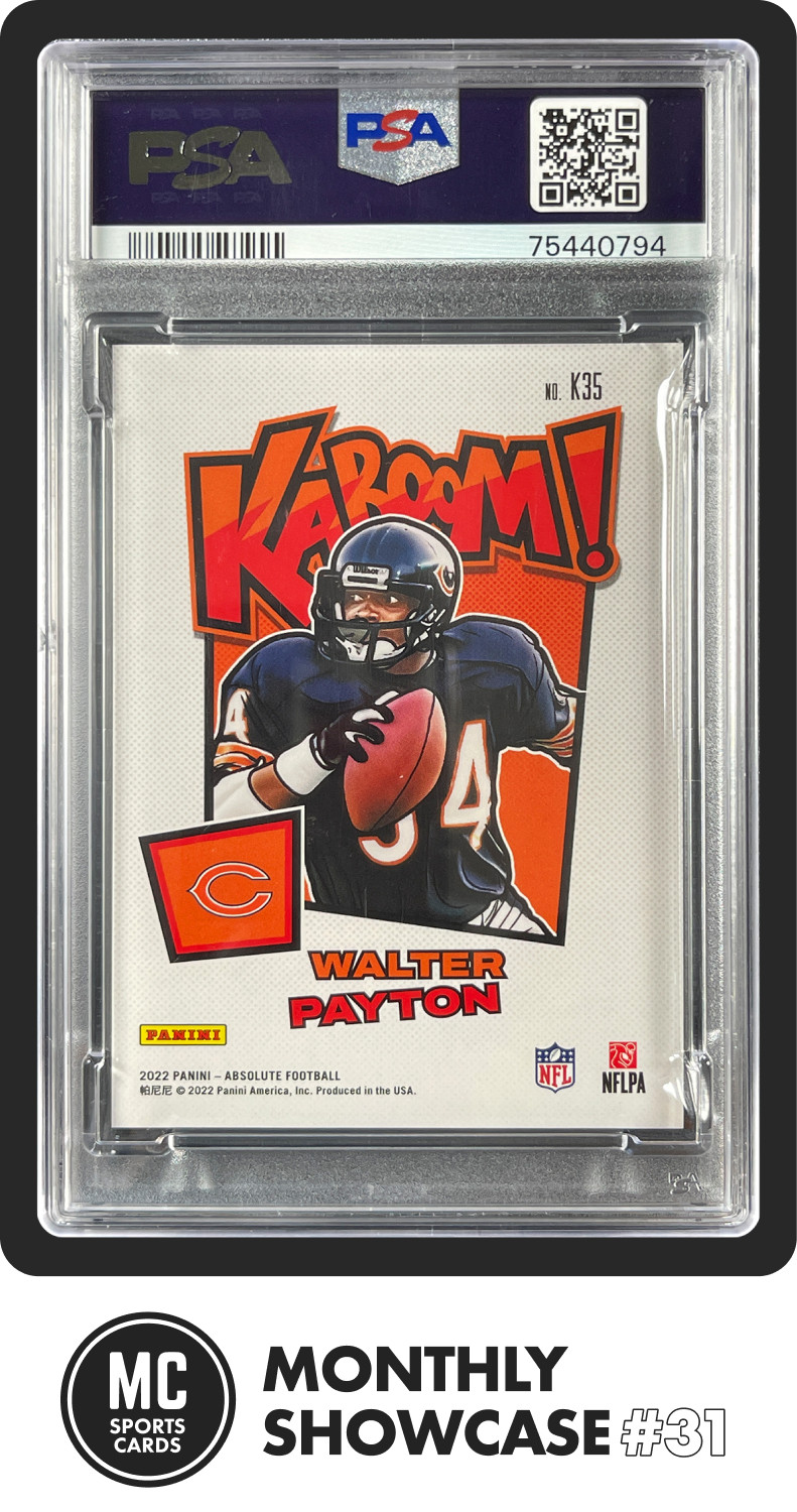 WALTER PAYTON PSA 10 2022 PANINI ABSOLUTE #K35 KABOOM! VERTICAL SSP BEARS POP 14 view 2