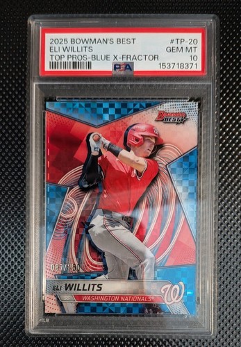 2025 Bowman's Best Eli Willits Blue X-Fractor /150 #TP-20 Nationals PSA 10 POP 1