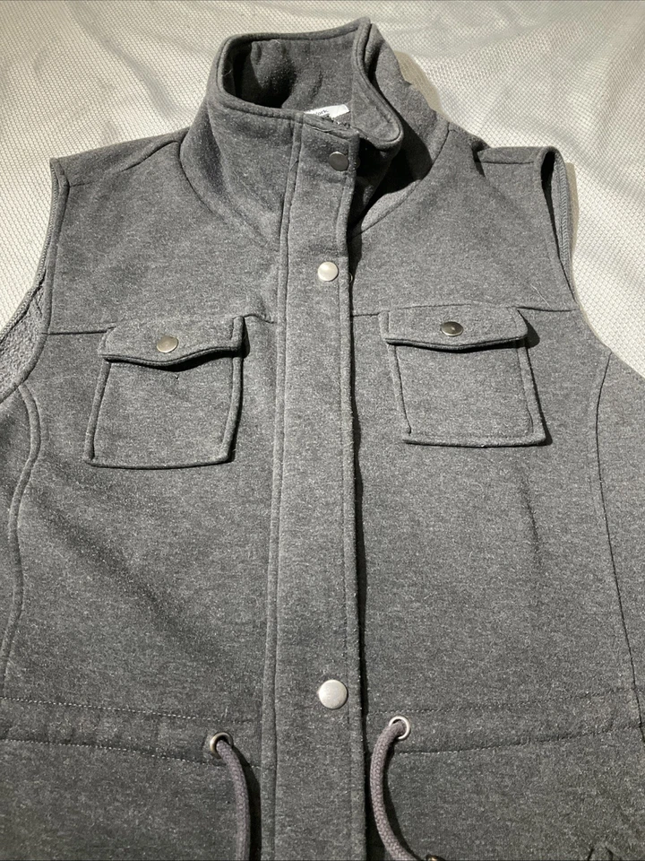 Chaleco Sabrina Lauren New York para mujer XL gris cremallera completa utilitario bolsillo a presión simulado Foto 2 de 4