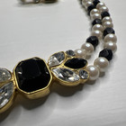 Jet Glass, Crystal Faux Pearl Earrings and Bracelet  — photo 6
