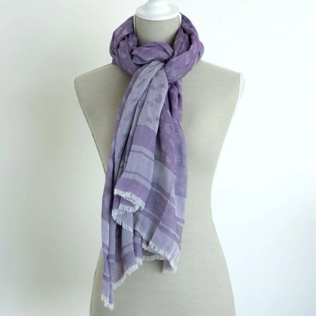 Grande écharpe coton violet Etro unisexe motif cachemire accessoire élégant