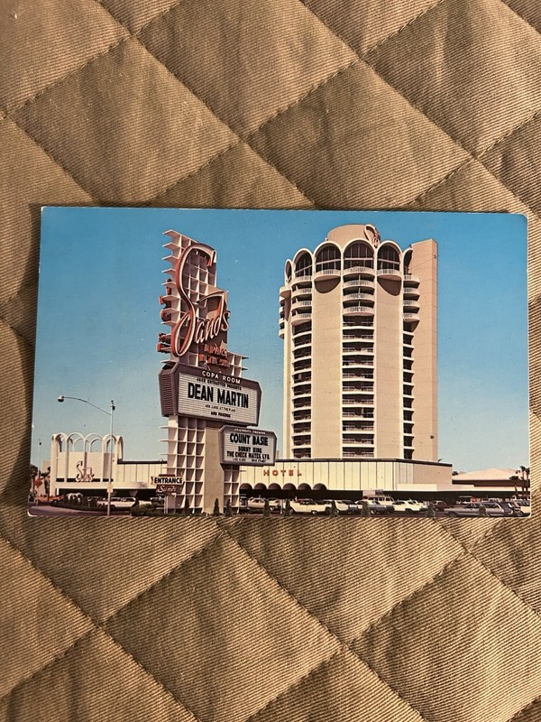 Sands Hotel Vintage Post Cards With Dean Martin And Count Basie Marquee. Approx 