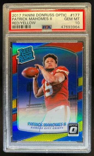2017 Donruss Optic Patrick Mahomes II Red and Yellow Rated Rookie #177 PSA 10