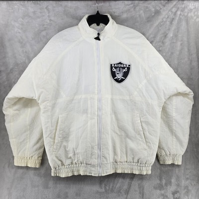Vtg NFL Raiders Puffer Jacket Size XL White / Black Apex One 90s Vintage