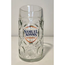 Samuel Adams Octoberfest Beer Mug Stein Glass Clear 1 Litre 8" tall weight 3 LBS