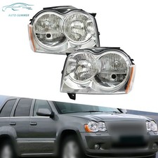 Halogen Headlights For Jeep Grand Cherokee 2005 2006 2007 Leftright Side Chrome