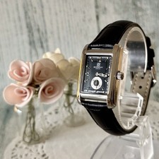 Rare GIVENCHY Square Small Seconds Black Dial Watch Working Cleaned Case 2.3 cm