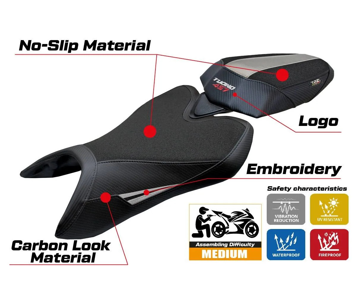 Seat cover Vignesh UGrip Silver + logo Tpz comp APRILIA TUONO 457 2025 2026