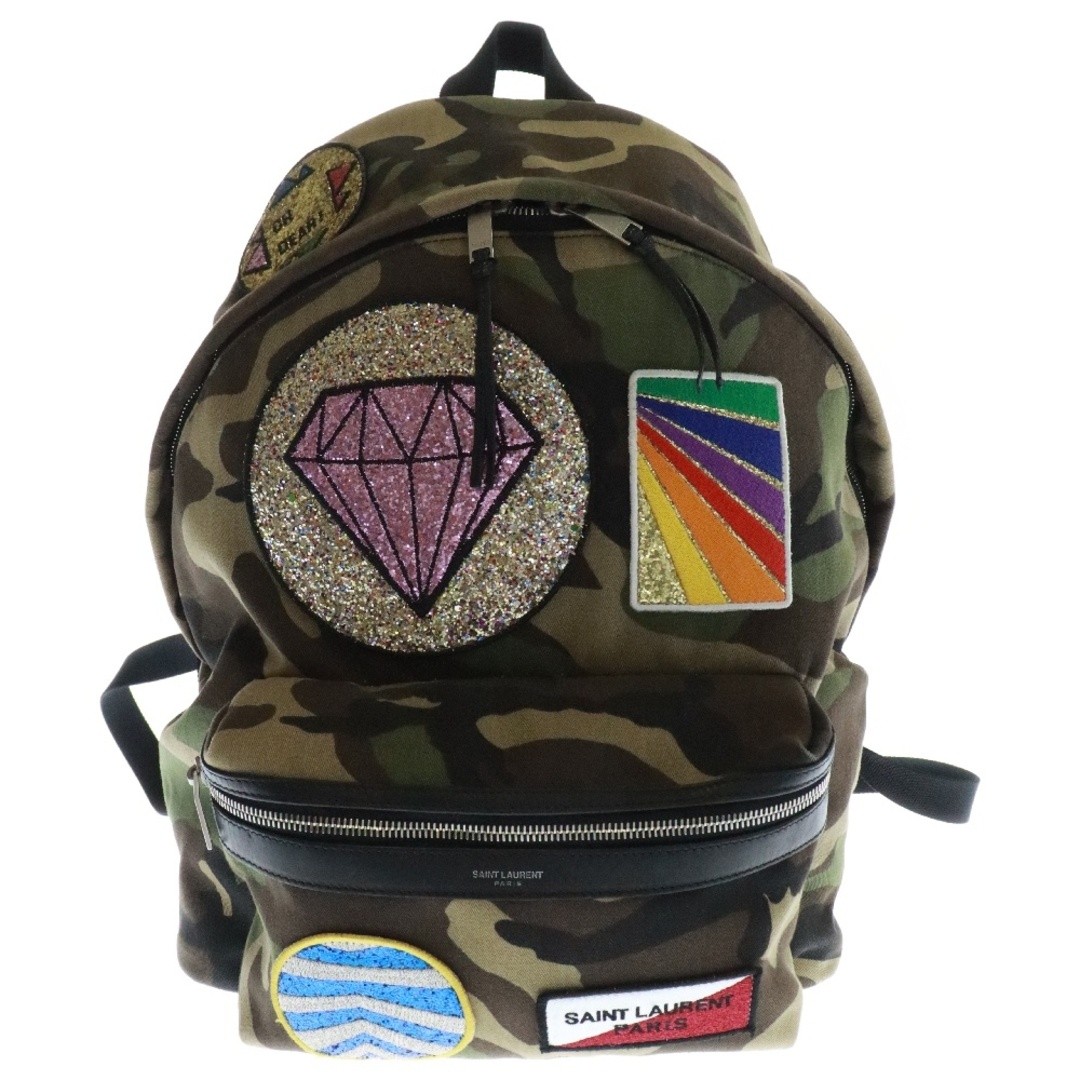Zaino città SAINT LAURENT PARIS tela mimetica multi patch us