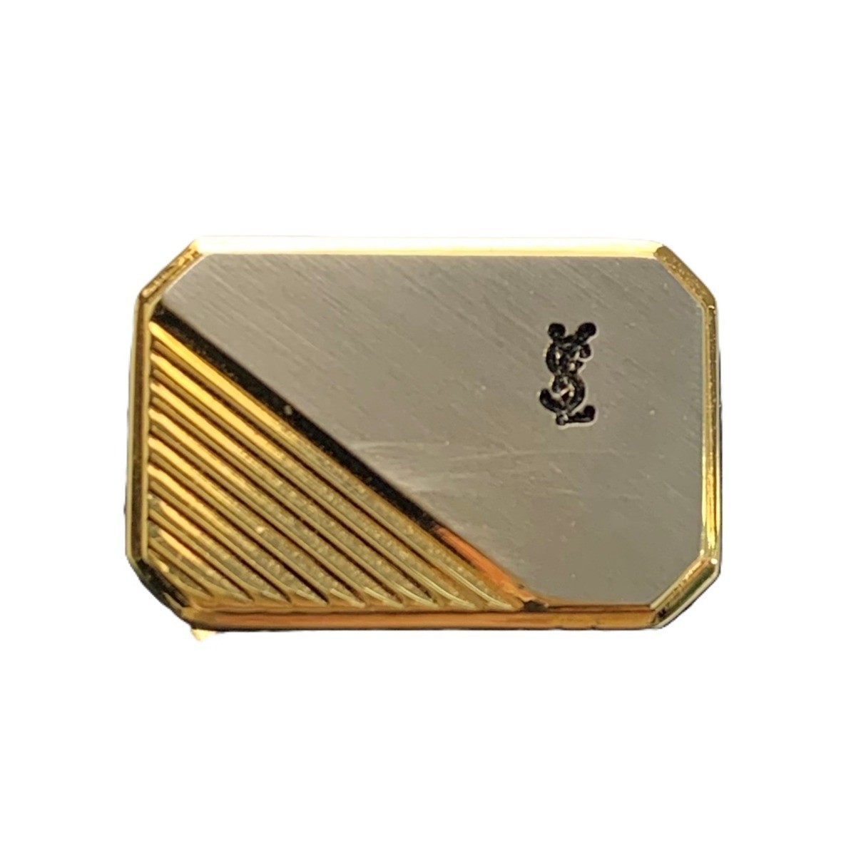 Yves Saint Laurent Shell Cufflinks Tie Clip 5055 Combination Stainless Steel Wit thumbnail 4