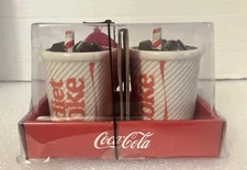 Diet Coke Drink Cup With Ice And Straw Salt and Pepper Shakers 2x3” New