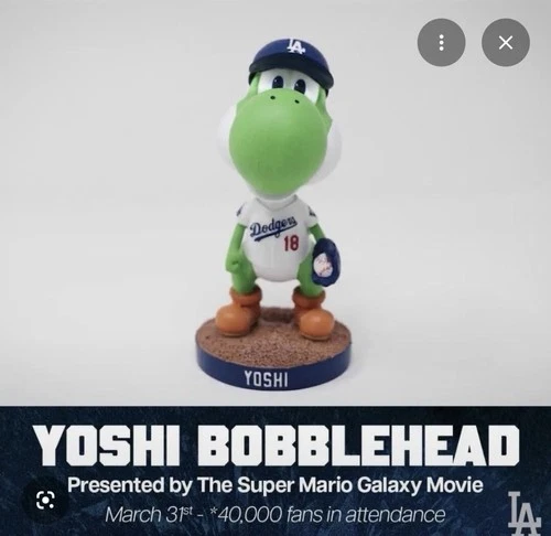 Yoshi Bobblehead Los Angeles Dodgers Super Mario Galaxy Movie Exclusive