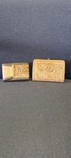 set of 2 Vintage Hand Tooled Leather Wallets Floral Design whipstiched edges