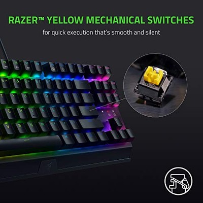 RAZER BLACKWIDOW V3 TKL GAMING KEYBOARD: YELLOW MECHANICAL SWITCHES - BLACK
