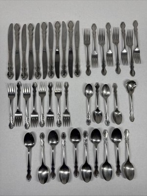 42 ONEIDA COMMUNITY CUBE HEIRLOOM *DOVER* STAINLESS FLATWARE