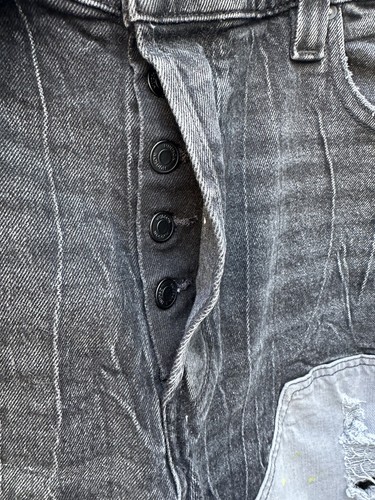 Men’s Hudson Jeans Carpenter Short Black Paint Splatter 40 Denim Raw Hem READ - Picture 7 of 12
