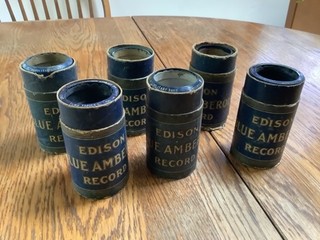 6 EDISON BLUE AMBEROL Cylinder Records Cardboard Tubes Old Songs UNTESTED
