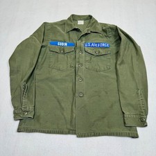 Vintage US Air Force OG-107 Sateen Utility Shirt Olive Drab 15.5x35