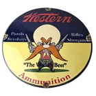 Vintage Western Ammo Firearms Sign - Gun Shop Porcelain Gas Station Pump Sign
