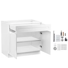 Shaker Base Cabinet 30" W x 24" D x 34.5" H Ready to Assemble with Drawer White