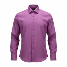 Van Heusen Men  s Dress Shirt 16.5 32/33 Fitted Lux Sateen Long Sleeve Purple