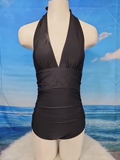 NWT Cupshe One Piece Swimsuit Size Medium Black Halter Top