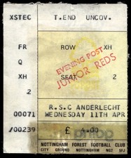 Ticket 1984 Nottingham Forest vs. RSC Anderlecht Uefa Cup  50171