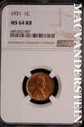 1931 Lincoln Wheat Cent-NGC MS 64 Red Brown Choice Gem BU No Reserve #SLK912