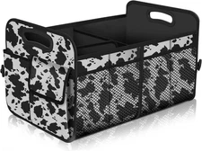 Femuar Car Trunk Organizer,Car Storage Organizer with 72L Large, Cow print 