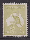 AUSTRALIA 1915 3d Olive Kangaroo 3rd WMK DIE II MINT/NG SG 37d (SF81)