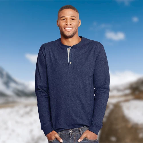 Hanes henley outlet shirt