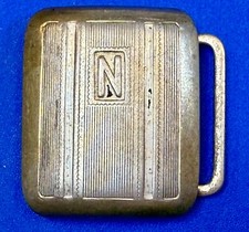 Antique Custom Initial Letter N Monogram Gold Tone Belt Buckle by Grip Tile