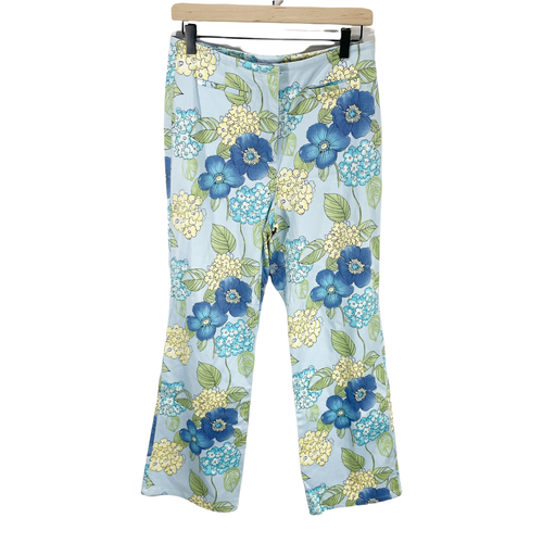 Talbots Stretch Blue Floral Wide Leg 