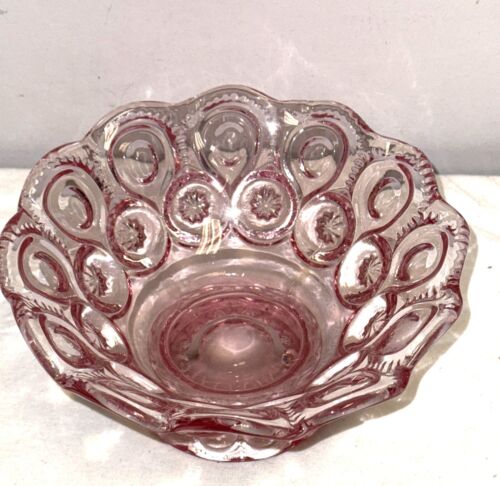 LE Smith MOON & STARS PINK 7 1/4" FOOTED BOWL - Picture 2 of 2