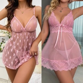 Women's Sexy Lingerie Nightwear Babydoll Lace G-string Set Underwear Sleepwear