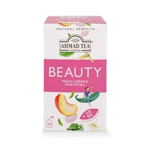 Ahmad Tea Herbal Tea, Peach, Carob, and Rose Petals 'Beauty' Natural Benefits Te