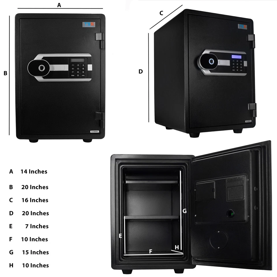 Caja fuerte digital biométrica ignífuga impermeable para oficina en casa efectivo joyería Foto 3 de 4