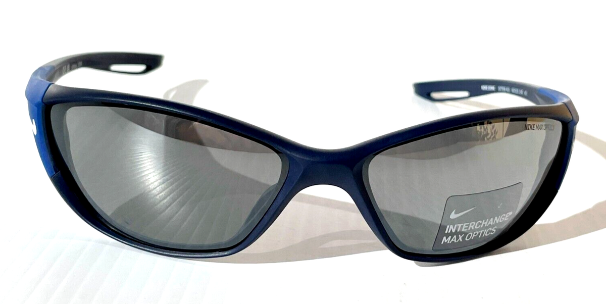 NIKE ZONE Matte Navy INTERCHANGEABLE Max Optic Silver Sunglass
