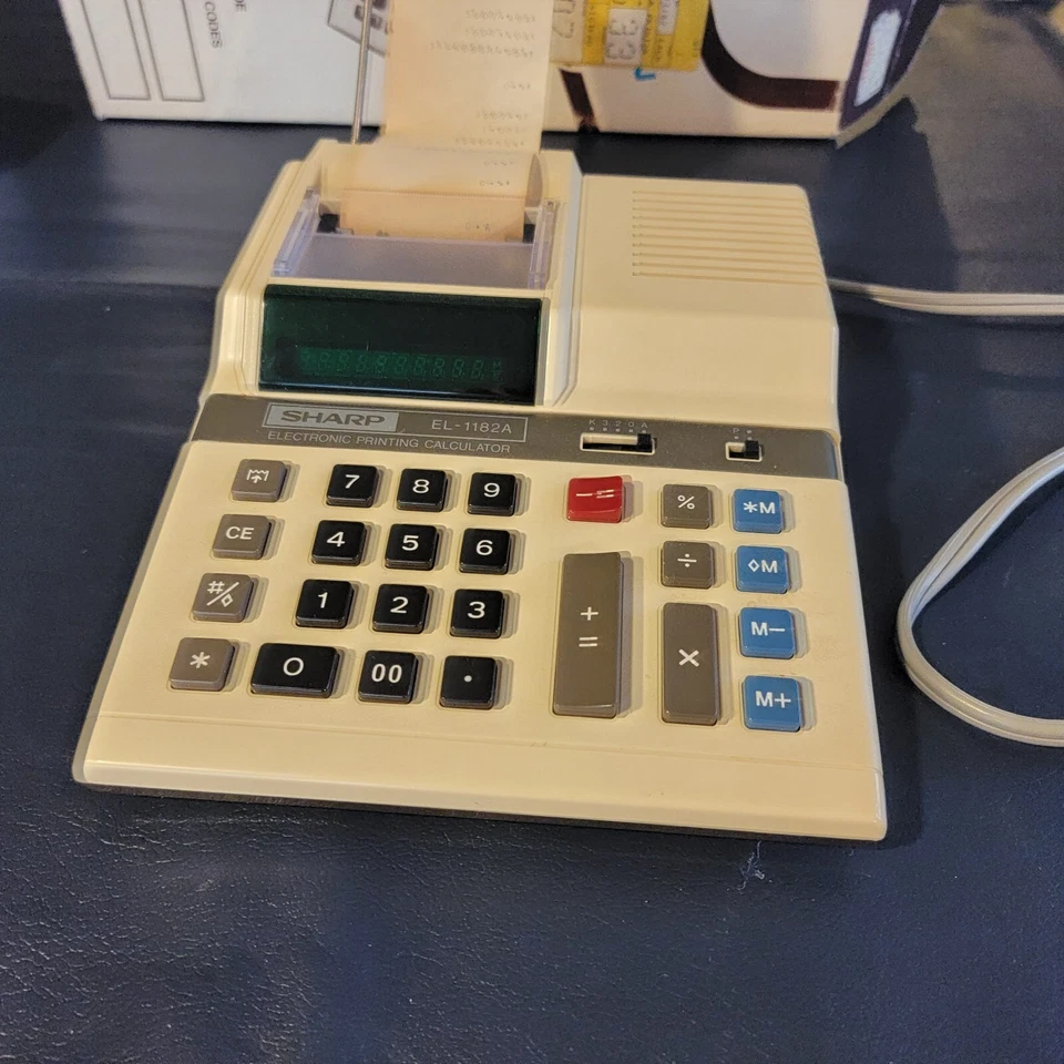 Sharp El1182a Electronic printing calculator. with box, manual cover...stuff. - Image 4 of 4