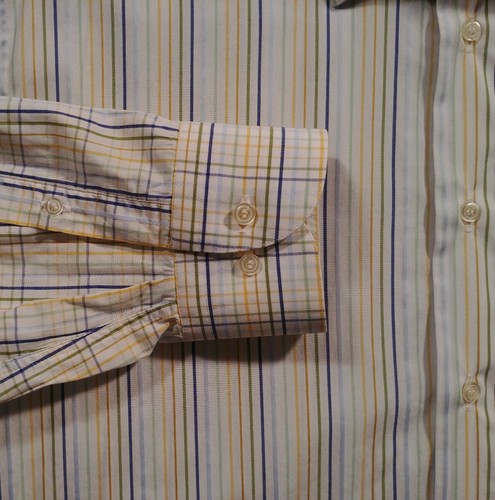 St Croix Italy Made Contrast Multicolor Striped Long Sleeve Dress Shirt Mens XL - Picture 3 of 5