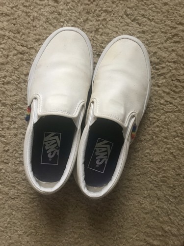 all white vans with rainbow bottom