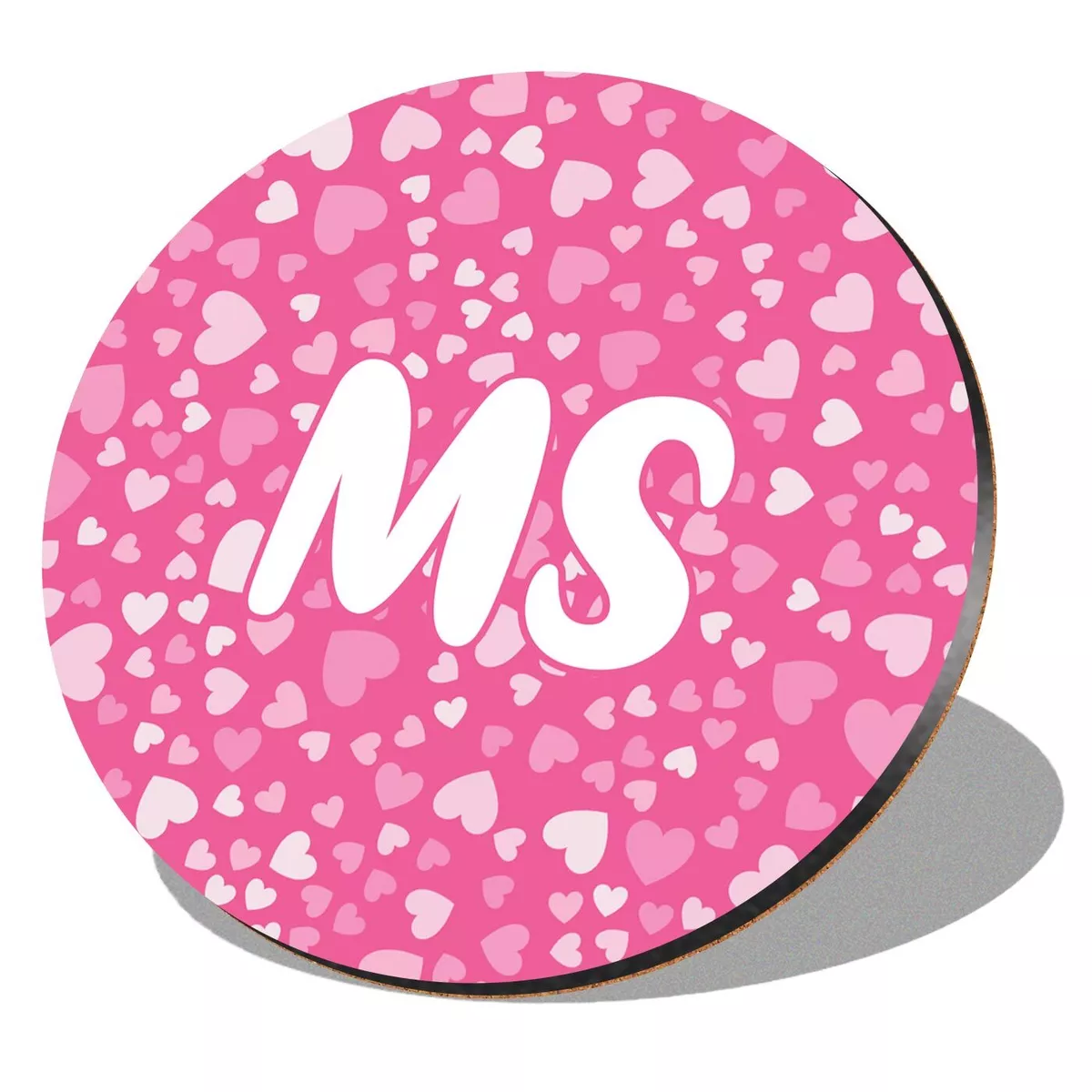 1 x Round Coaster - Letters MS Pink Hearts Love Initial #266775 | eBay