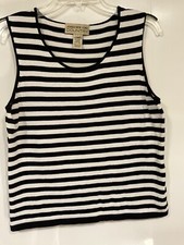 Jones New York Country Women  s L Striped Scoop Neck Lightweight Pullover Tank