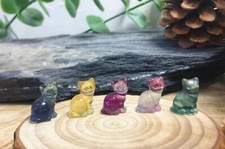 5pc Natural fluorite Carved mini cat crystal quartz crystal reiki healing decor