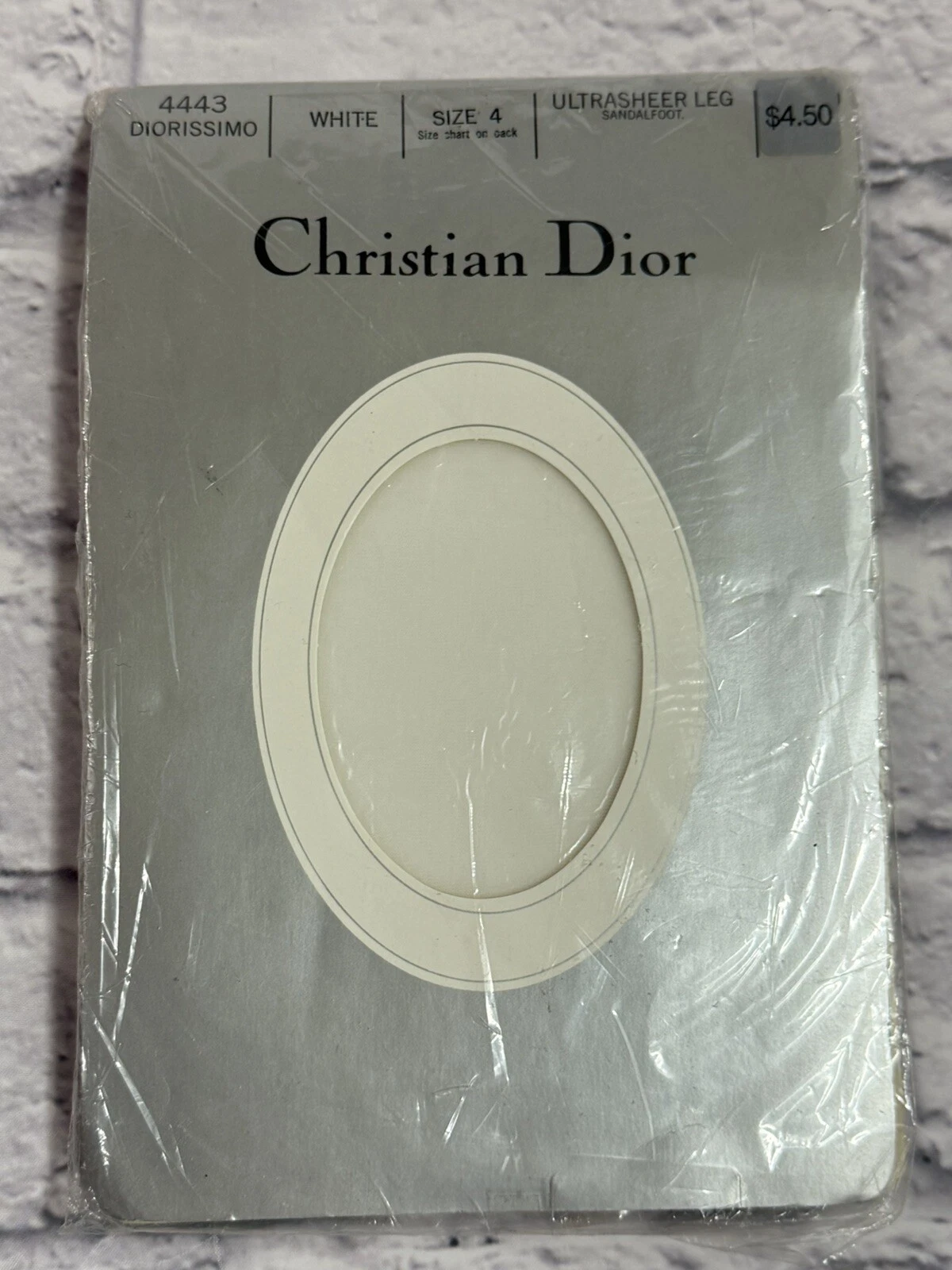 Collant vintage Christian Dior taille 4 ultra transparent pied sandale Diorissimo   BLANC