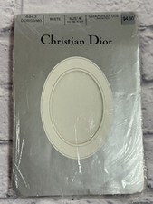 Vintage Christian Dior Pantyhose Sz 4 Ultrasheer Diorissimo Sandal Foot - WHITE