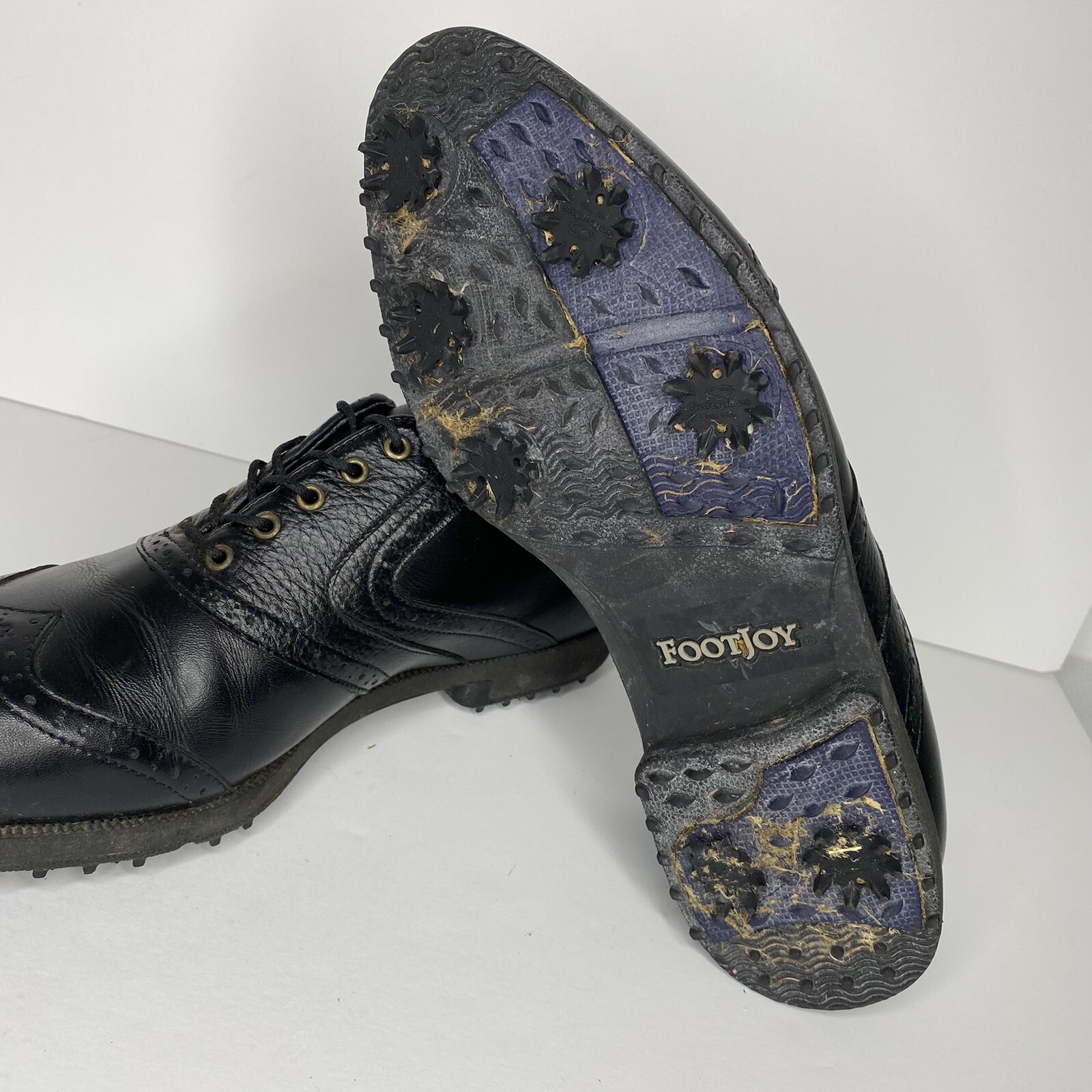 Footjoy Aqualites Black Golf Shoes Wingtip 53056K Mens US Size 9.5 UK 8