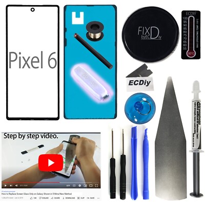 Black Outer Front Glass Lens Screen Replacement for Google Pixel 6
